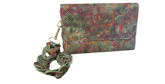 Green Snake Embossed Wristlet