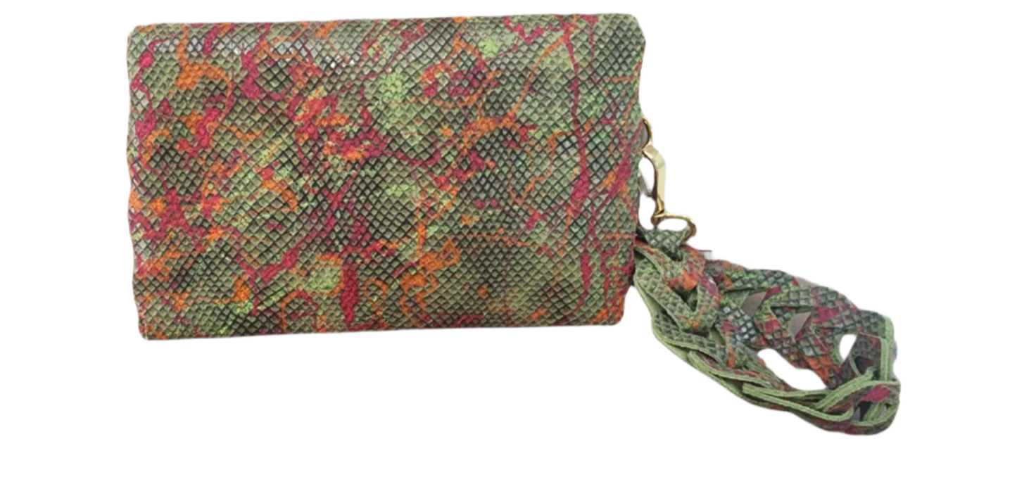 Green Snake Embossed Wristlet