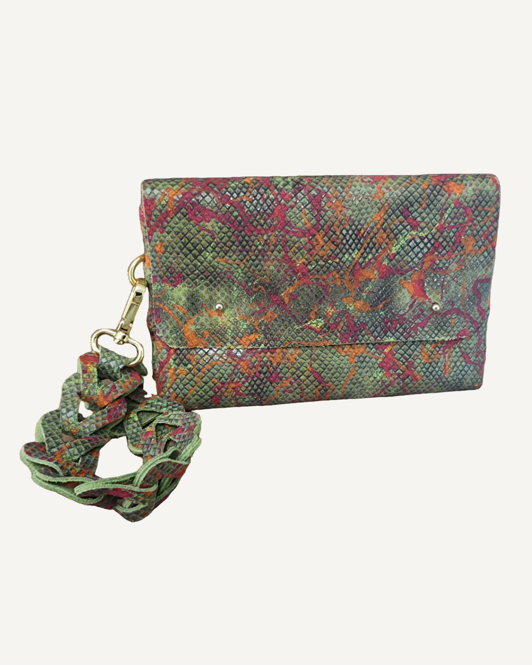 Green Snake Embossed Wristlet